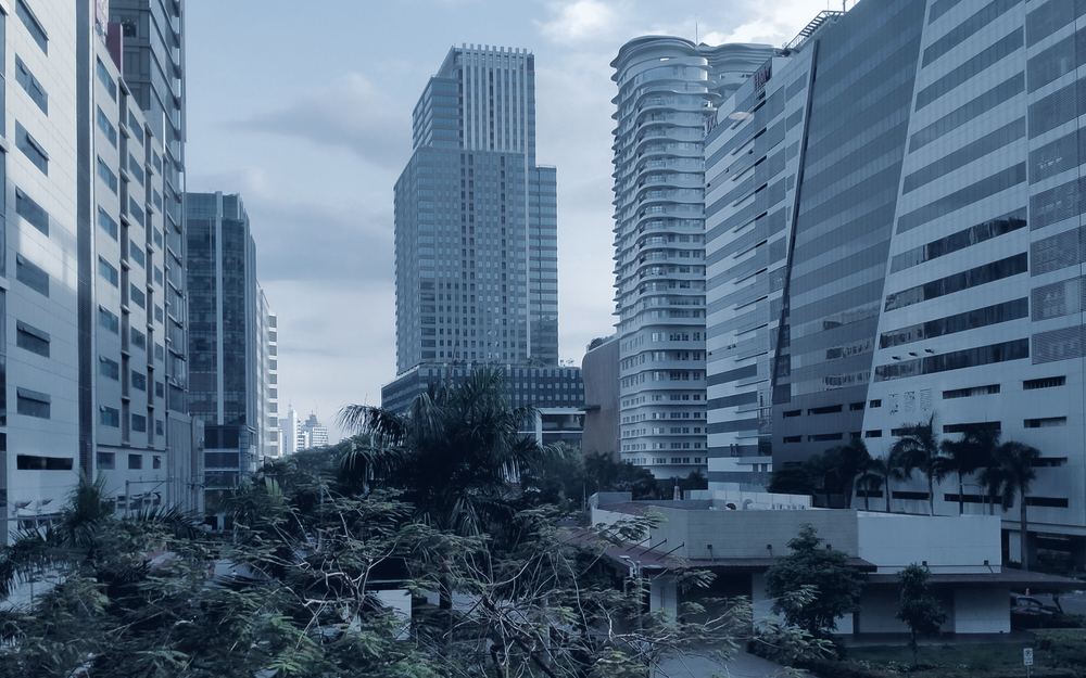 Office towers in a Philippine business district